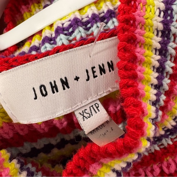John + Jenn knit crochet rainbow top mock neck turtleneck tank multi color - Picture 8 of 9